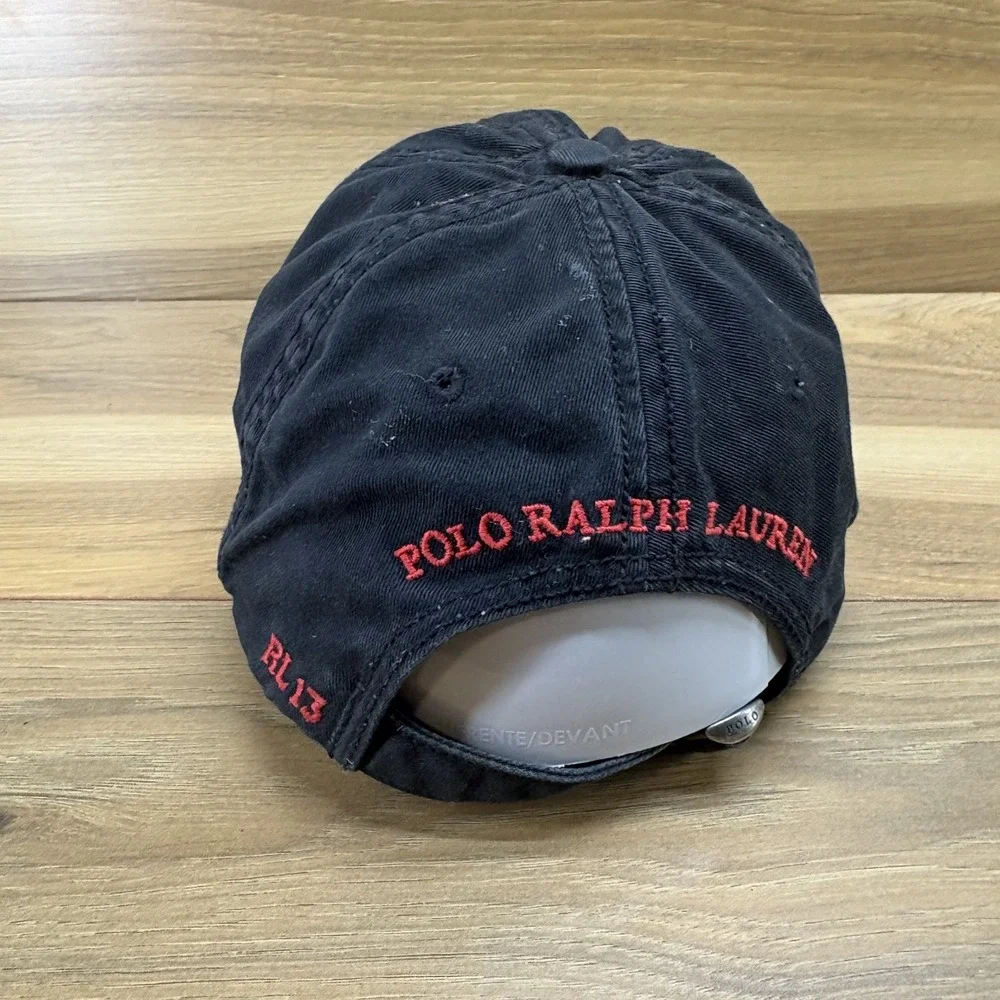 Polo Ralph Lauren Ski Bear Ball Cap Black Strapback Cotton Hat